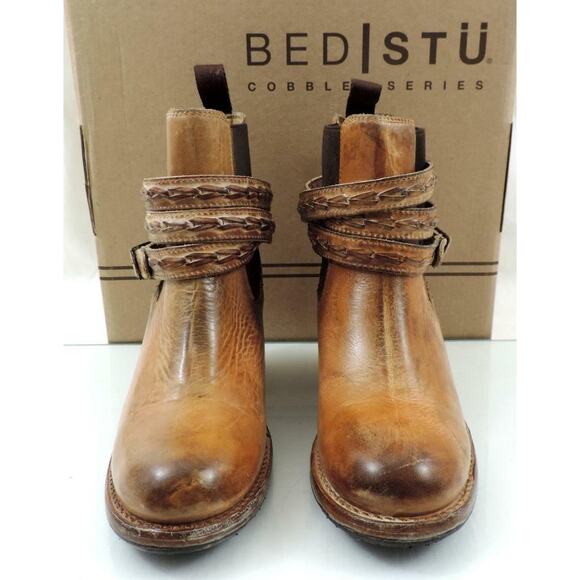 Bed Stu Lorn Belted Western Harness Ankle Heel Boots Leather Tan Rustic Size 6.5 - Picture 6 of 8